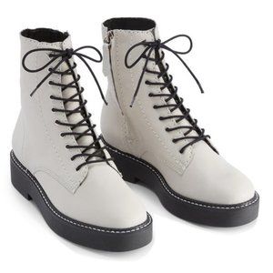 NWB SCHUTZ Platform Combat Boots, White Leather